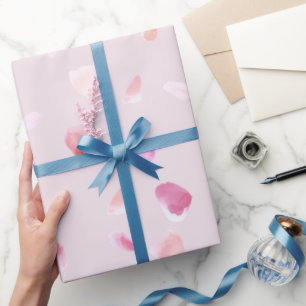 Romantische rosa Pfirsich-Rosenblüten-Brautdusche Geschenkpapier