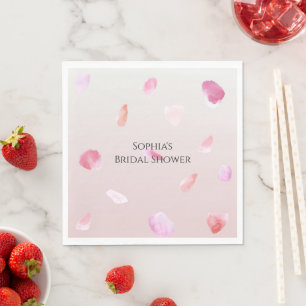 Romantische rosa Pfirsich-Rosenblüten Brautdusche Serviette
