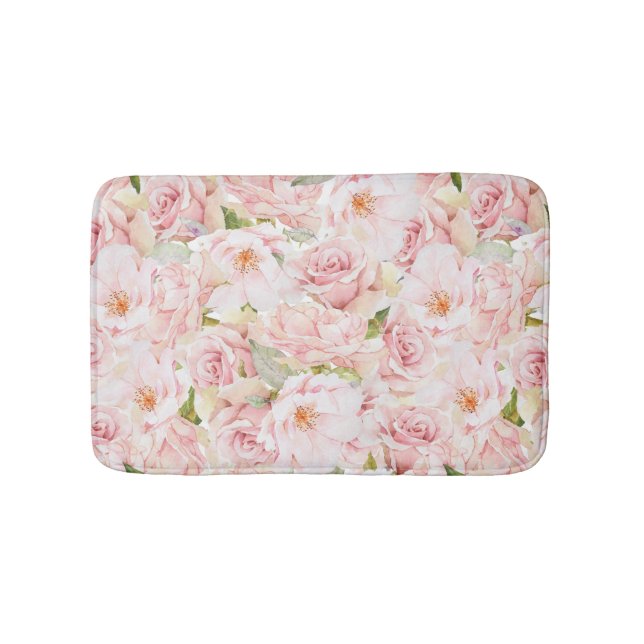 Romantische Rosa Rose Badematte (Vorderseite)