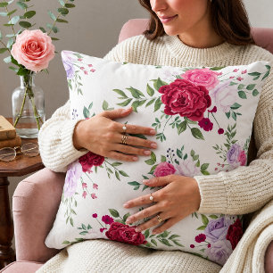 Romantische rosa Rose Burgund Chic floral Wasserfa Kissen