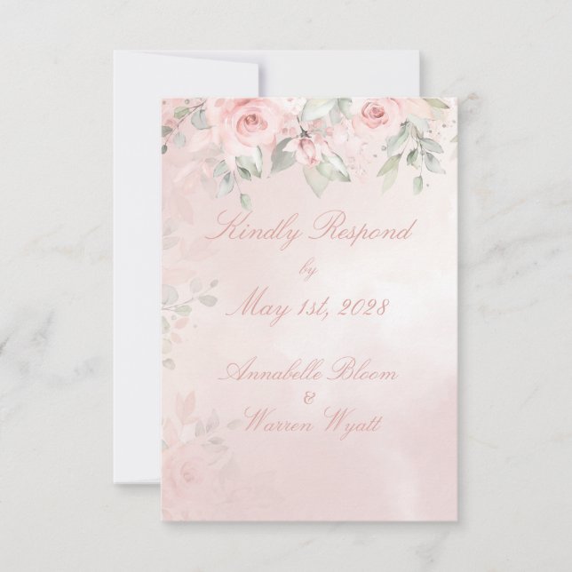 Romantische Rosa Rose im Garten UAWG RSVP Karte (Vorderseite)