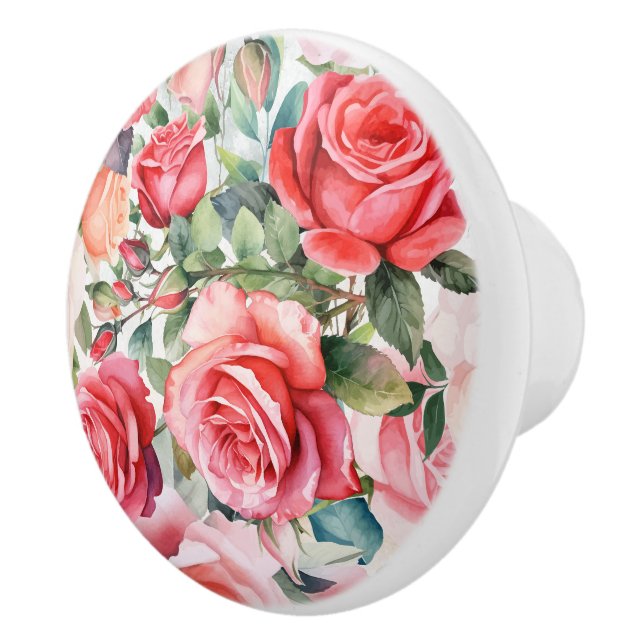 Romantische rosa Rose Keramikknauf (Rechts)