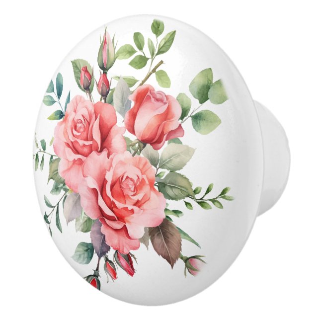 Romantische rosa Rose Keramikknauf (Rechts)