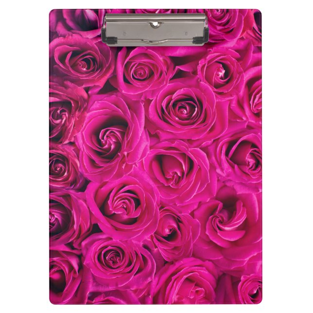 Romantische Rosa Rose Klemmbrett (Vorderseite)
