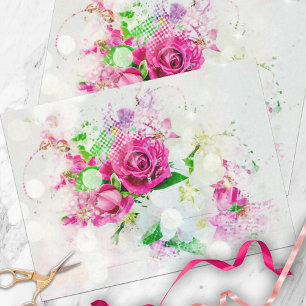 Romantische Rosa Rose mit Bokeh & Glitzern auf Wei Seidenpapier