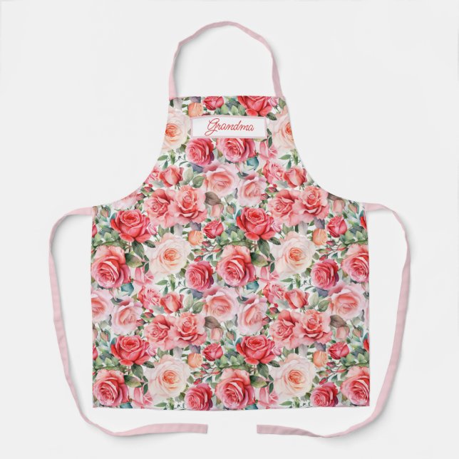 Romantische rosa Rose Personalisiert Schürze (Vorderseite)