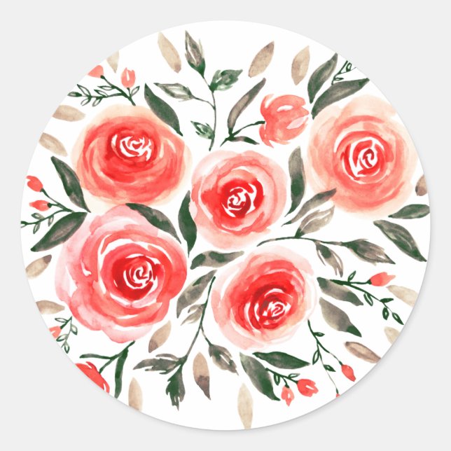 Romantische Rosa Rose Runder Aufkleber (Vorderseite)