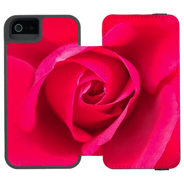 Romantische Rosa Rose v2 Incipio iPhone Geldbeutel-Hülle (Folio Geöffnet)