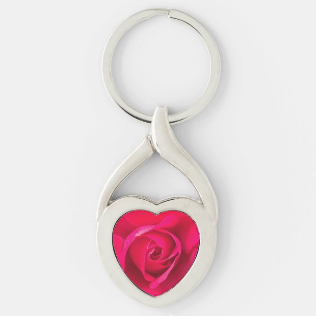 Romantische Rosa Rose v2 Schlüsselanhänger (Vorderseite)