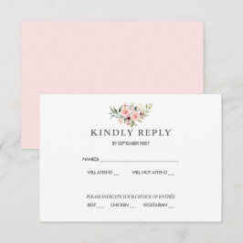 Romantische rosa Rosen Hochzeitsszenierung RSVP Re Einladung