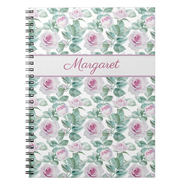Romantische rosa Rosen personalisiert Notizblock (Vorderseite)