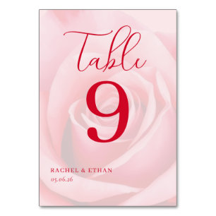 Romantische rosa Rosen-Tischnummer Tischnummer