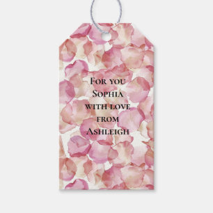 Romantische rosa Rosenblüten Blumen-Brautdusche Geschenkanhänger