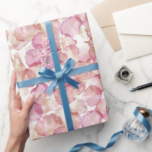 Romantische rosa Rosenblüten Blumen-Brautparty Geschenkpapier