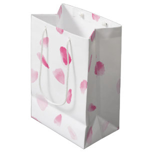 Romantische rosa Rosenblüten Blumen Hochzeitsdusch Mittlere Geschenktüte