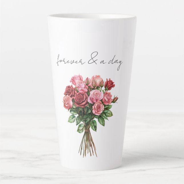 Romantische Rosa Rosenblütenhochzeit Milchtasse (Vorderseite)