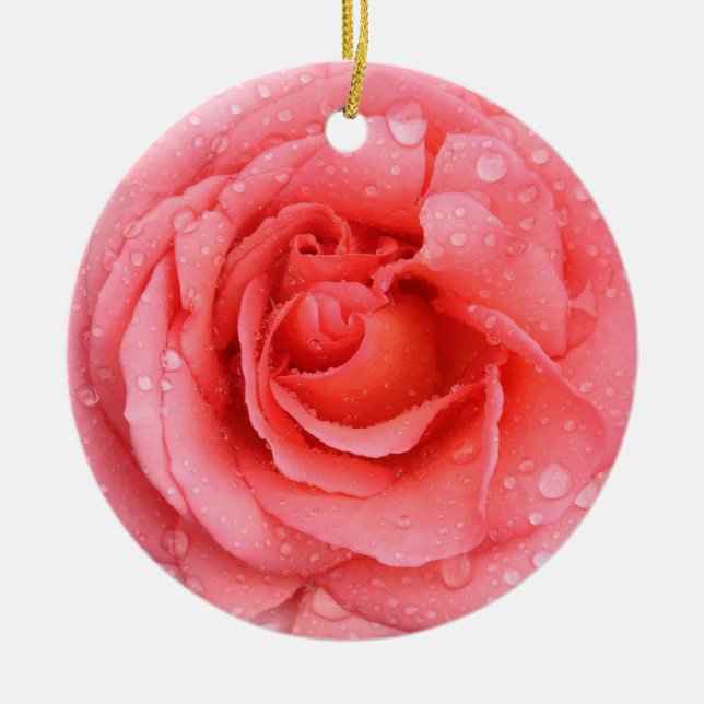 Romantische Rosa Rosentropfen Keramik Ornament (Vorne)