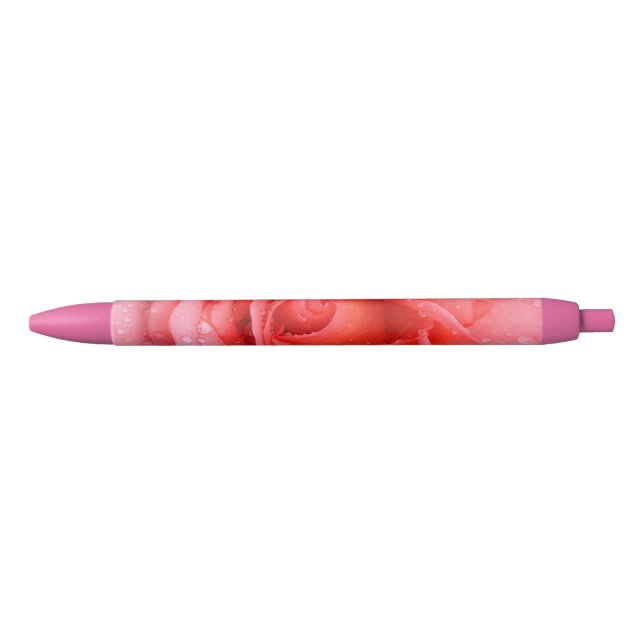 Romantische Rosa Rosentropfen Kugelschreiber (Vorderseite)