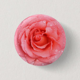 Romantische rosa Rosenwasser-Tröpfchen Button