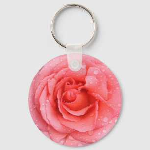 Romantische rosa Rosenwasser-Tropfen Schlüsselanhänger