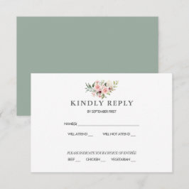 Romantische rosa Roses Hochzeitsszenario RSVP Reak Einladung