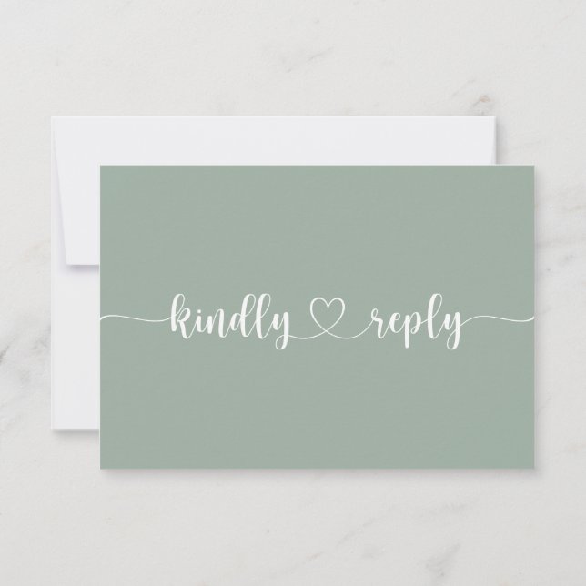 Romantische rosa Roses Wedding RSVP Response Green Einladung (Rückseite)