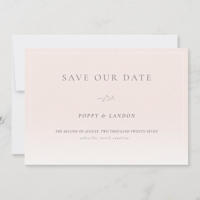 Romantische Rosa Save the Date-Karte Date (Vorderseite)