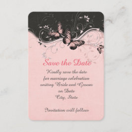 Romantische Rosa-Schmetterling-Wirbel Save the Dat Save The Date