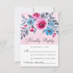 Romantische rosa und blaue RSVP-Karte Hinweiskarte