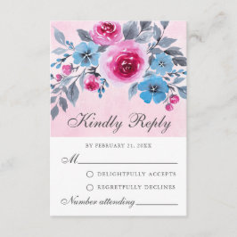 Romantische rosa und blaue RSVP-Karte Hinweiskarte
