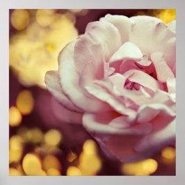 Romantische Rosa und goldgelbes Bokeh Poster