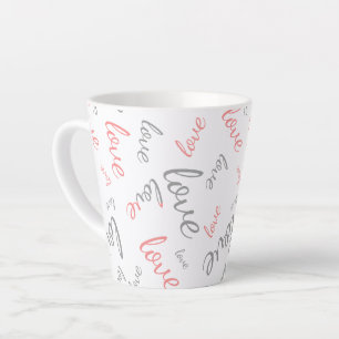 Romantische rosa und graue Liebesschrift Kursiv Milchtasse