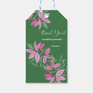 Romantische rosa und grüne Wildblumen Aquarellkuns Geschenkanhänger