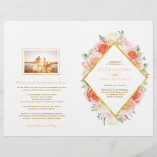 Romantische Rosa und Korallen Rose Hochzeitsprogra