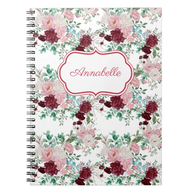 Romantische rosa und rote Rosen personalisiert Notizblock (Vorderseite)