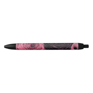 Romantische rosa und schwarz-gotische Rose Kugelschreiber