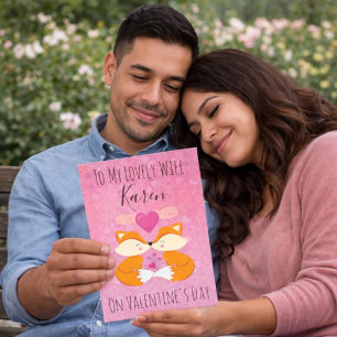 Romantische Rosa Valentinstag Füchse für sie Feiertagskarte