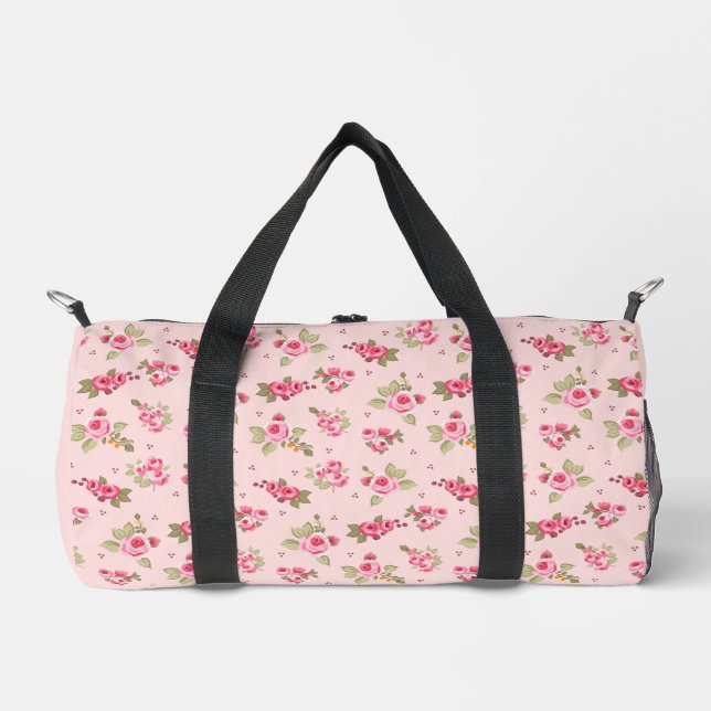 Romantische Rosa Vintage Blüte Duffle Bag (Vorderseite)