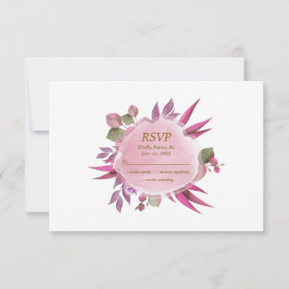 Romantische rosa violette Blumen-Hochzeits-RSVP-Ka RSVP Karte