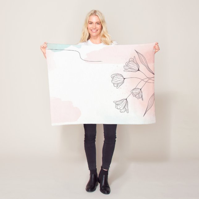 Romantische Rosa Wasserfarben Blumen Elegante Zuha Fleecedecke (Beispiel)