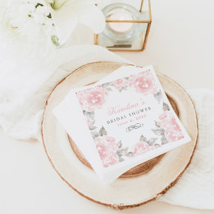 Romantische rosa Wasserfarben-Rosen-Brautparty Serviette