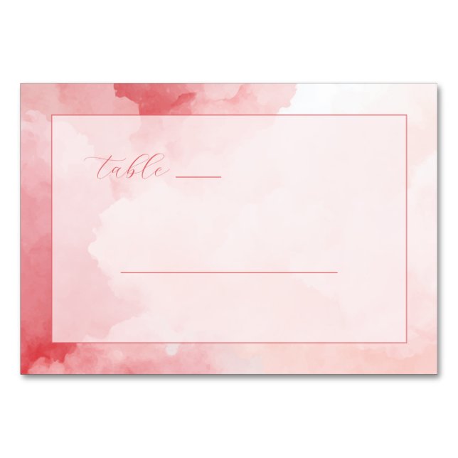 Romantische rosa Wasserfarblinien Tischnummer (Vorderseite)