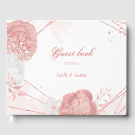 romantische Rosa-Weiß-Blume botanische Hochzeit Gästebuch
