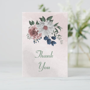 Romantische Rosa, Weiß und Blau der Marine Dankeskarte