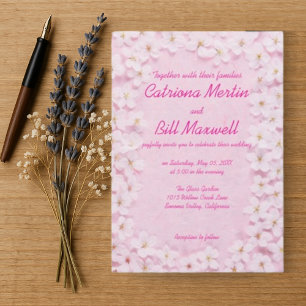 Romantische Rosa & Weiße Hochzeit Einladung