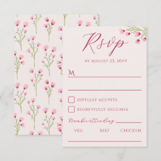 Romantische rosa Wildblumen-Hochzeit RSVP Karte