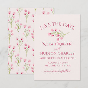 Romantische rosa Wildblumen kleine Hochzeit Save The Date