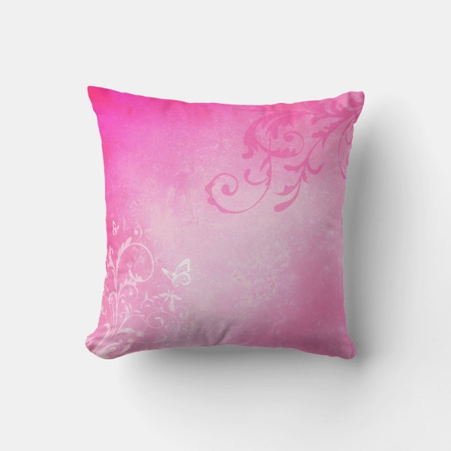 Romantische rosa Wirbel Kissen (Vorderseite)