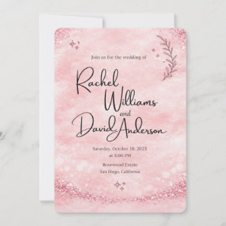 Romantische rosafarbene Aquarell-Hochzeitseinladun Einladung