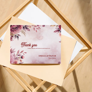 Romantische rosafarbene Blumen-Hochzeits-Dankeskar Postkarte